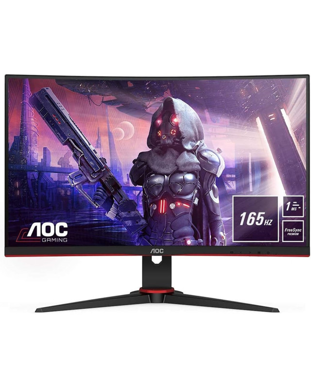 AOC C24G2AE/BK 24 Inch Curved Full HD VA Monitor, 165Hz, 1ms, DisplayPort, HDMI, VGA, Speakers, AMD FreeSync, VESA