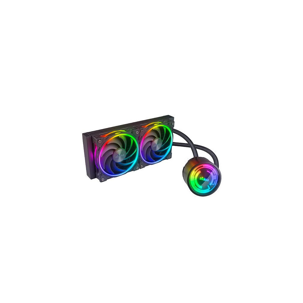 Akasa SOHO 240 Dusk Edition 240mm ARGB Liquid CPU Cooler, RGB Controller, Dual Radiator, PWM Fans, Black