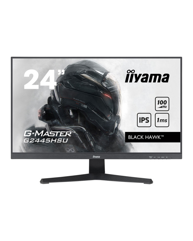 iiyama G-MASTER GB2445HSU-B1 24 inch IPS Monitor, Full HD, 1ms, HDMI, DisplayPort, USB Hubx2, Freesync, 100Hz, Speakers, Black, Internal PSU, VESA, Height Adjustable, Swivel