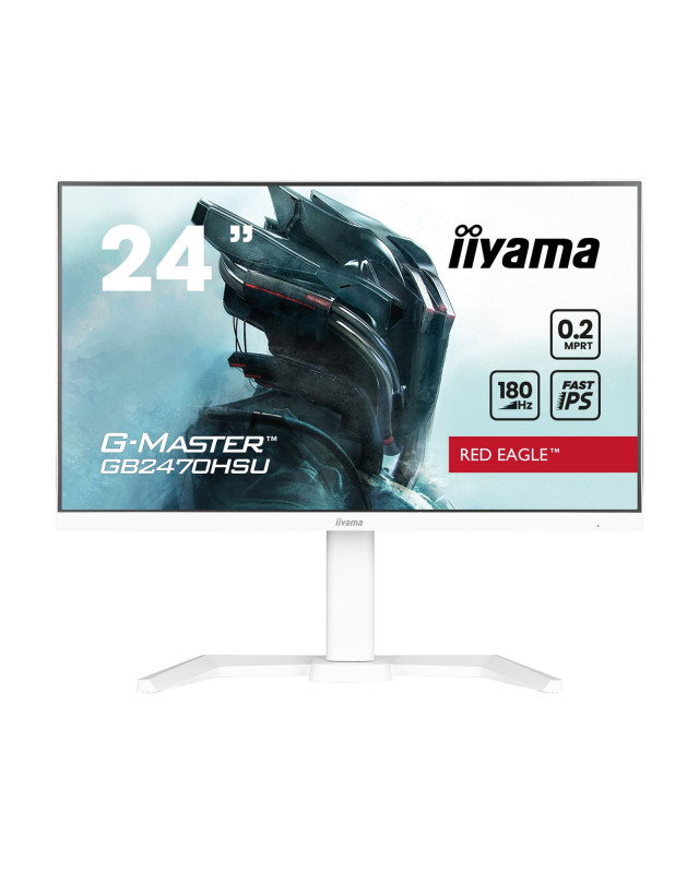iiyama G-MASTER GB2470HSU-W6 Red Eagle 23.8 inch IPS Monitor, Full HD, 0.2ms, HDMI, DisplayPort, USB Hub, Freesync, 180Hz, Speakers, Internal PSU, Height Adjustable, Pivot, VESA, White