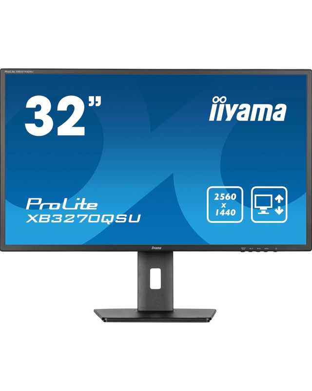 iiyama PROLITE XB3270QSU-B1 32 inch IPS Monitor, WQHD, 3ms, HDMI, DisplayPort, USB Hub, Freesync, 100Hz, Speakers, Black, Internal PSU, Height Adjustable, VESA