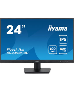 iiyama ProLite XU2493HSU-B7 IPS Monitor - 24 Inch, 1920x1080 Full HD (1080p) @ 100 Hz, 250 cd/m, 1ms, USB-Hub, HDMI, DisplayPort, speakers, VESA, Matte Black