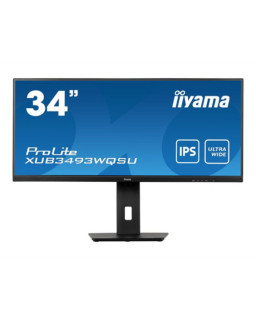 iiyama Prolite XUB3493WQSU-B5 34 inch IPS Monitor, Ultra Wide UWQHD, PIP, Freesync, 4ms, HDMI, DisplayPort, USB-Hub, 75Hz, Speakers, Black, Internal PSU, VESA, Height Adjust, Pivot