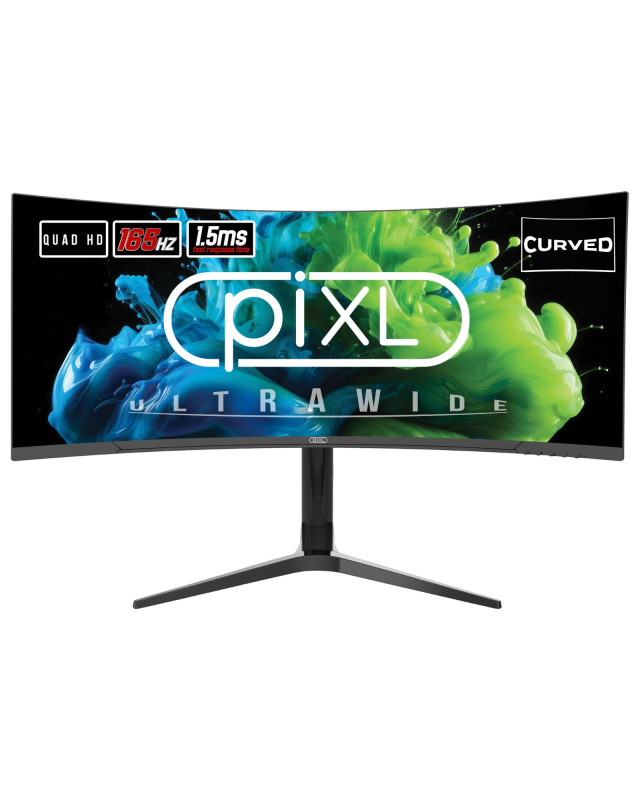 piXL CM34C7 34 Inch Ultrawide Curved Gaming Monitor, 165Hz, 1.5ms Response Time, 3440x1440 Resolution, HDMI, DisplayPort, USB-C, USB-B, USB-A x 2, Audio, R1500 Curve, Height Adjustable, 3 Year Warranty