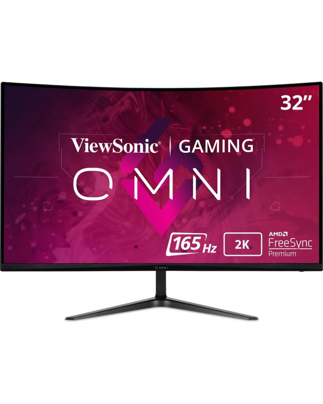 Viewsonic Omni VX3218C-2K 32 Inch Curved Gaming Monitor, QHD, 165Hz, Freesync, 2xHDMI, DisplayPort, 1ms VESA, Speakers