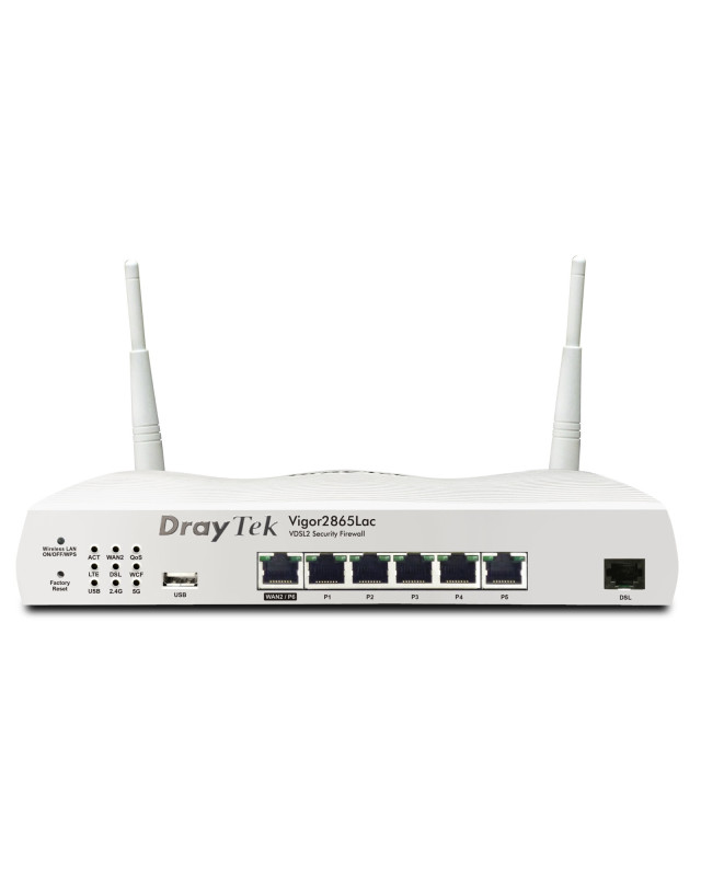 DrayTek V2865LAX-5G-K Vigor 2865Lax 5G Wireless 6 AX Multi-WAN Firewall VDSL/5G Integrated Modem Router with VOIP Functionality