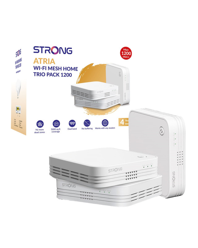 Strong MESHTRI1200UK AC1200 Whole Home Wi-Fi Mesh System (3 Pack) - 5,000sq.ft Coverage