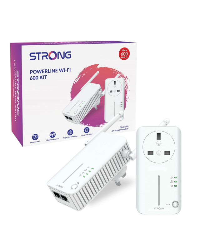 Strong POWERLWF600DUOUK AV600 WI-FI Passthrough Powerline Kit (2 Pack)
