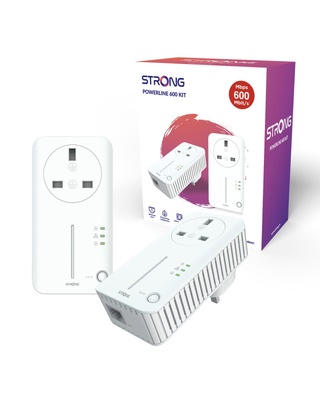 Strong POWERL600DUOUK AV600 Passthrough Powerline Kit (2 Pack)
