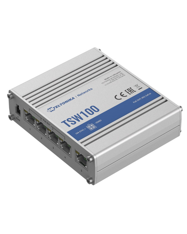 TELTONIKA TSW100 Industrial Unmanaged 4 Port POE+ Network Switch