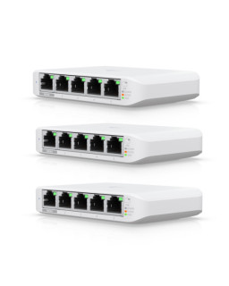 Ubiquiti USW-FLEX-MINI-3 UniFi USW Flex Mini 5 Port Smart Managed POE/USB C Powered Gigabit Network Switch (Triple Pack, No PSU)