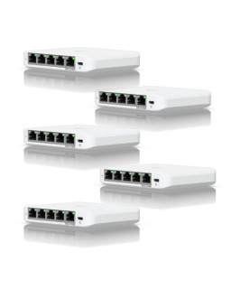 Ubiquiti USW-FLEX-MINI-5 UniFi USW Flex Mini 5 Port Smart Managed POE/USB C Powered Gigabit Network Switch (Five Pack, No PSU)