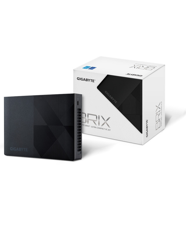 Gigabyte BRIX (GB-BN1P-N200) Barebone Kit, Intel N200 3.2GHz Quad Core CPU, 1 x DDR4 SO-DIMM Slot, 2 x M.2 2280 Slots, Wi-Fi 6 & Bluetooth 5.2
