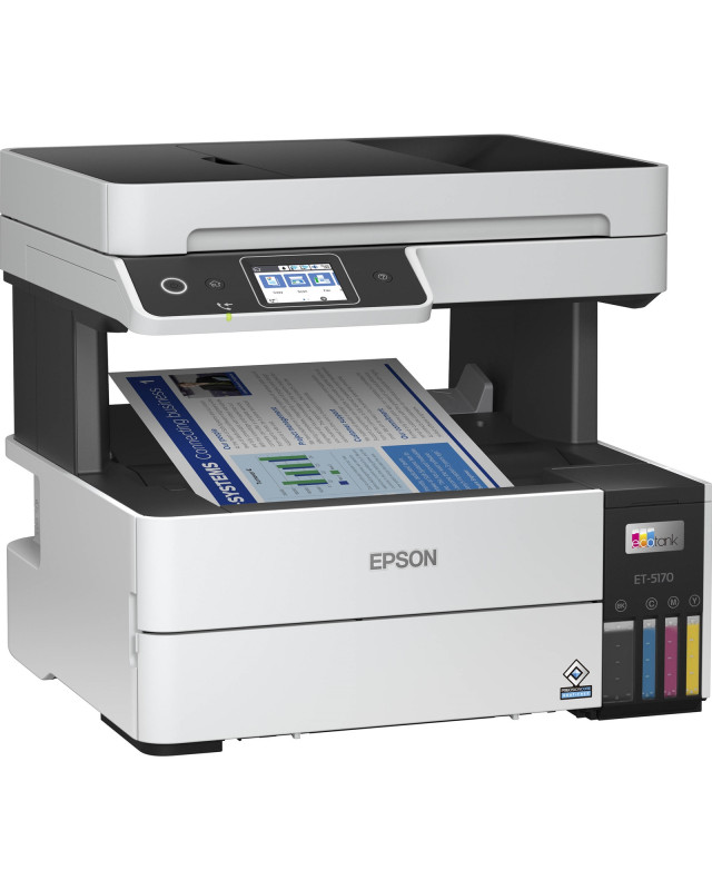 Epson EcoTank ET-5170 C11CJ88401 Inkjet Printer, Multifunction, A4, Wifi, Ethernet, ADF, Fax, LCD Touchscreen