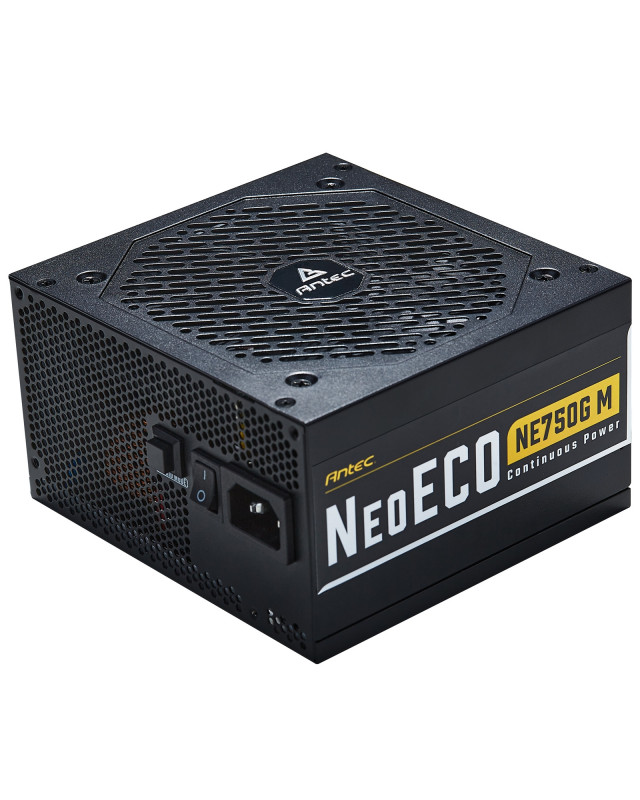 ANTEC NeoECO NE750G M 750W PSU, 120mm Silent Fan, 80 PLUS Gold, Fully Modular, UK Plug, Heavy-Duty Japanese Capacitors, Hybrid Zero RPM Fan Mode