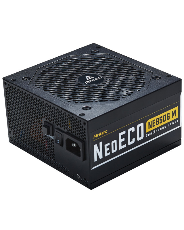 ANTEC NeoECO NE850G M 850W PSU, 120mm Silent Fan, 80 PLUS Gold, Fully Modular, UK Plug, Heavy-Duty Japanese Capacitors, Hybrid Zero RPM Fan Mode
