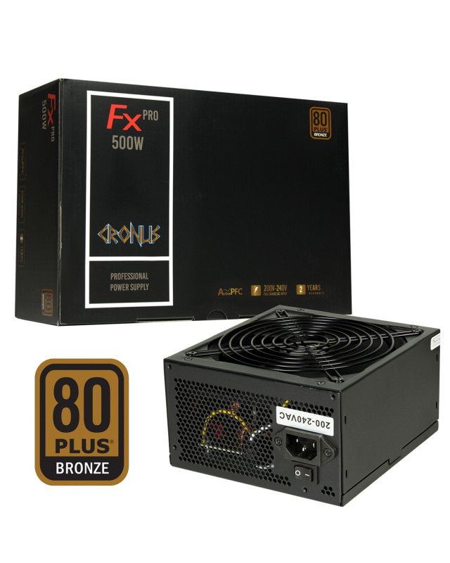 CRONUS 500ATV FX PRO 500W PSU, 140mm Silent Cooling Fan, 80 PLUS Bronze, Non Modular, Flat Black Cables, Supreme Performance