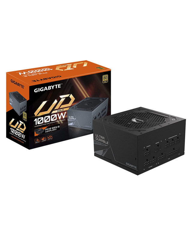 GIGABYTE UD1000GM PG5 1000W PSU, 120mm Smart Hydraulic Bearing Fan, 80 PLUS Gold, Fully Modular, UK Plug, High-Quality Japanese Capacitors, Support for PCIe Gen 5.0 Graphics Cards with High Quality Native 16-pin Cable