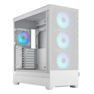 Fractal Design Pop XL Air RGB (White TG) Gaming Case w/ Clear Glass Window, E-ATX, Hexagonal Mesh Front, 4 RGB Fans & RGB Contro