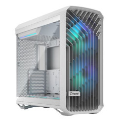 Fractal Design Torrent (White RGB TG) Gaming Case w/ Clear Glass Window, E-ATX, 5 ARGB Fans, Fan Hub, RGB Strip on PSU Shroud, F