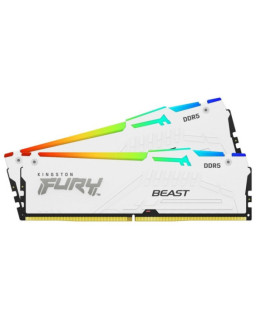 Kingston FURY Beast White RGB Kit, 32 GB (2 x 16GB), DDR5, 5600MHz, Unbuffered, 288-pin, DIMM, CL36, 1.25v