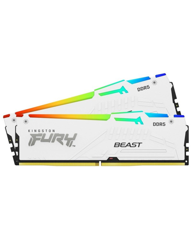 Kingston FURY Beast White RGB Kit, 32 GB (2 x 16GB), DDR5, 5600MHz, Unbuffered, 288-pin, DIMM, CL36, 1.25v