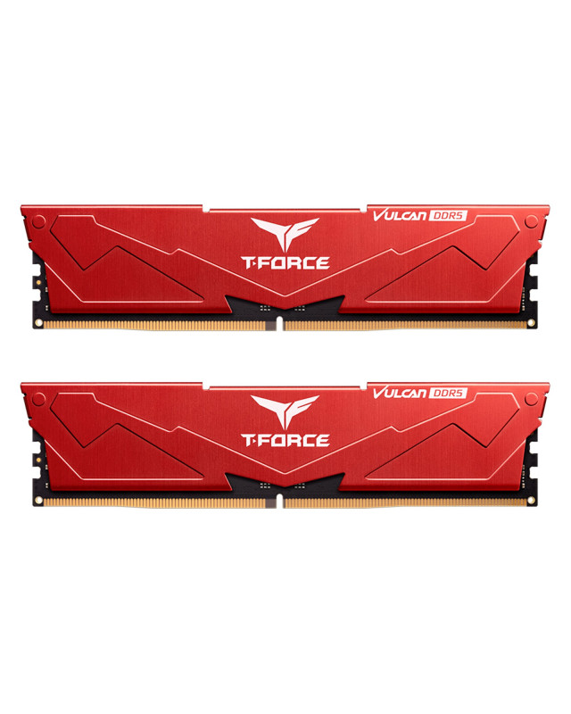 Team T-Force Vulcan FLRD532G6000HC38GDC01 32GB (2x16GB) System Memory, 6000MHz, CL38, DDR5 Kit, Red