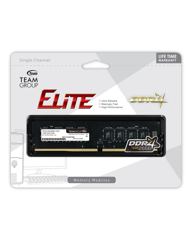 Team ELITE 16GB No Heatsink (1 x 16GB) DDR4 2666MHz DIMM System Memory