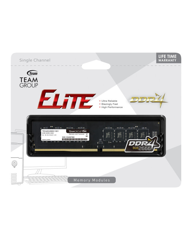 Team Elite 8GB No Heatsink (1 x 8GB) DDR4 2666MHz DIMM System Memory