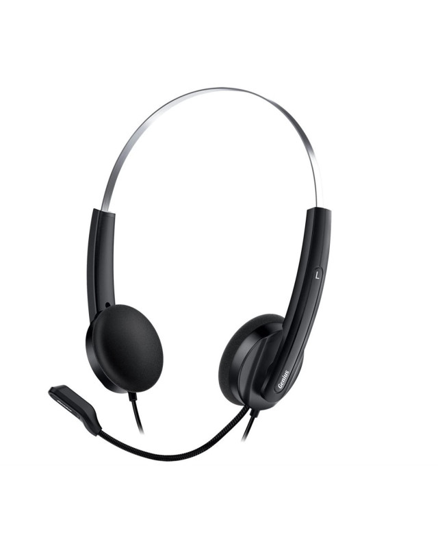 Genius HS-220U Ultra Lightweight Headset with Mic, USB Connection, Plug and Play, Adjustable Headband and microphone with In-line Volume Control, Black