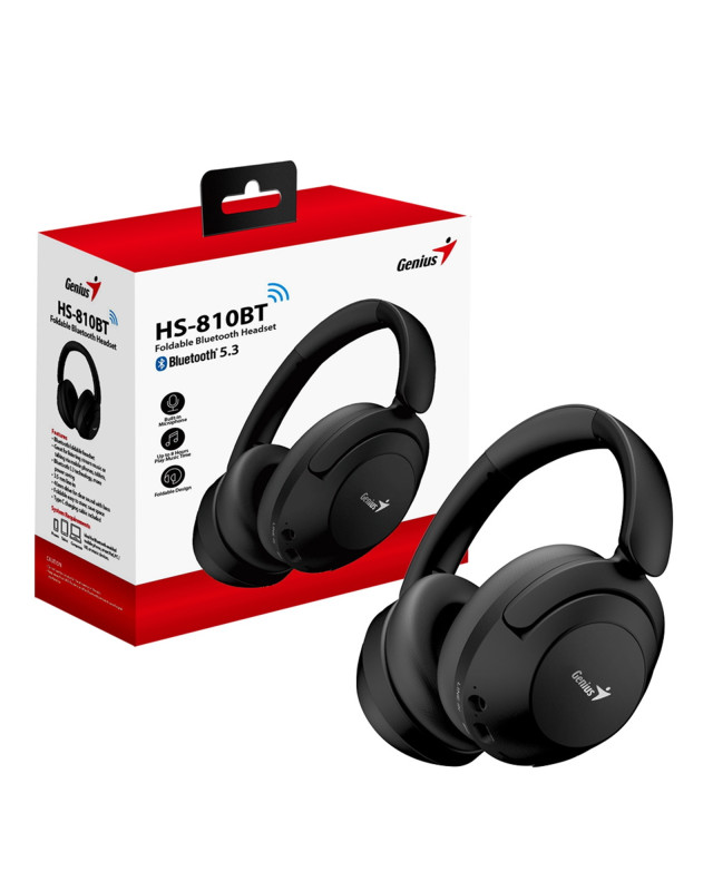 Genius HS-810BT Foldable Bluetooth 5.3 Headset with USB-C Charging