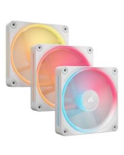 Corsair iCUE LINK LX120-R 12cm PWM Reverse Blade RGB Case Fans (3-Pack), 18 RGB LEDs, Magnetic Dome Bearing, 2400 RPM, iCUE LINK Hub Included, White
