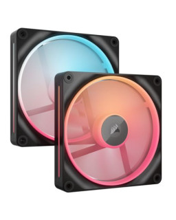 Corsair iCUE LINK LX140-R 14cm PWM Reverse Blade RGB Case Fans (2-Pack), 18 RGB LEDs, Magnetic Dome Bearing, 2000 RPM, iCUE LINK Hub Included, Black