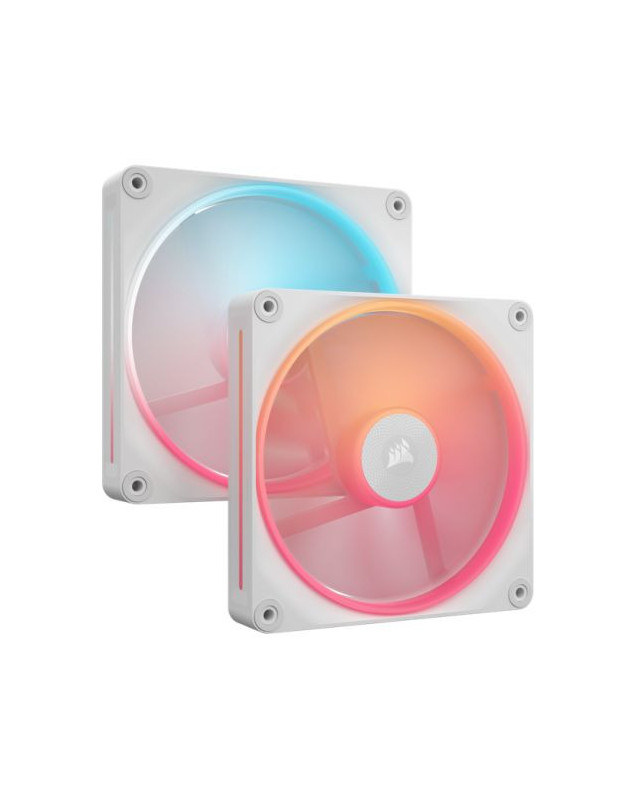 Corsair iCUE LINK LX140-R 14cm PWM Reverse Blade RGB Case Fans (2-Pack), 18 RGB LEDs, Magnetic Dome Bearing, 2000 RPM, iCUE LINK Hub Included, White
