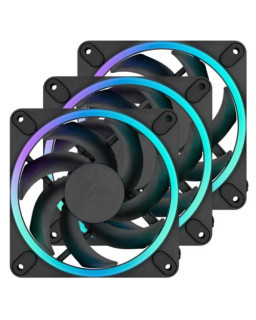 Fractal Design Momentum 12 ARGB 12cm PWM Case Fans (3-Pack), 16 LEDs, FDB Bearing, 350-2200 RPM, 8-pin Connector, Black