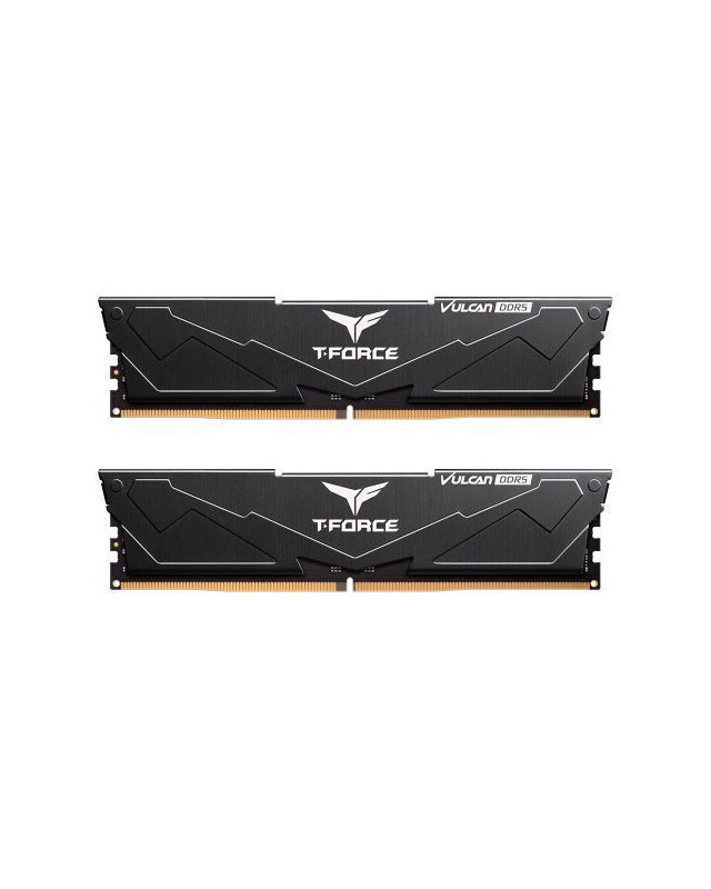 Team T-Force Vulcan 64GB Kit (2 x 32GB), DDR5, 6400MHz (PC5-51200), CL34, ECC, AMD EXPO & Intel XMP 3.0, PMIC, DIMM Memory, Black