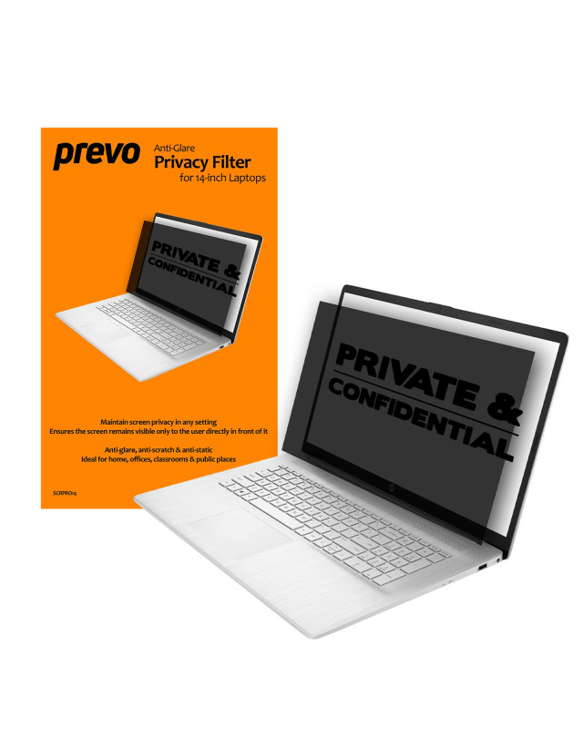 prevo 14-Inch Anti-Glare Laptop Privacy Screen Filter, Anti-Peep, Anti-Static, Blackout