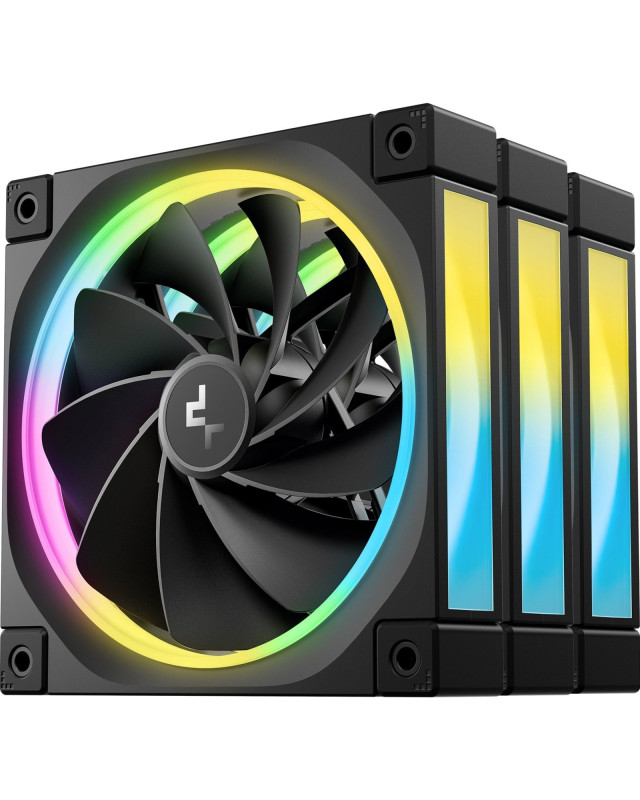 DeepCool FL12 120mm PWM 3 Pack Reverse Fan - High Performance, Low Noise, Fluid Dynamic Bearing, 36 ARGB LEDs, 500-2150 RPM, 55 CFM Airflow, 4-Pin PWM Control