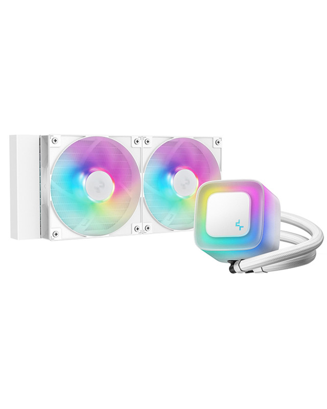DeepCool LE240 V2 White 240mm Liquid CPU Cooler, Dual 120mm ARGB Fans, Anti-Leak Tech, Quiet Pump, High Performance for Intel & AMD Sockets