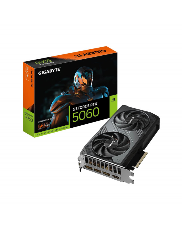 Gigabyte RTX 5060 WINDFORCE OC 8GB GDDR7 Graphics Card, 3840 CUDA Cores, 2512MHz Core Clock, Dual Fan