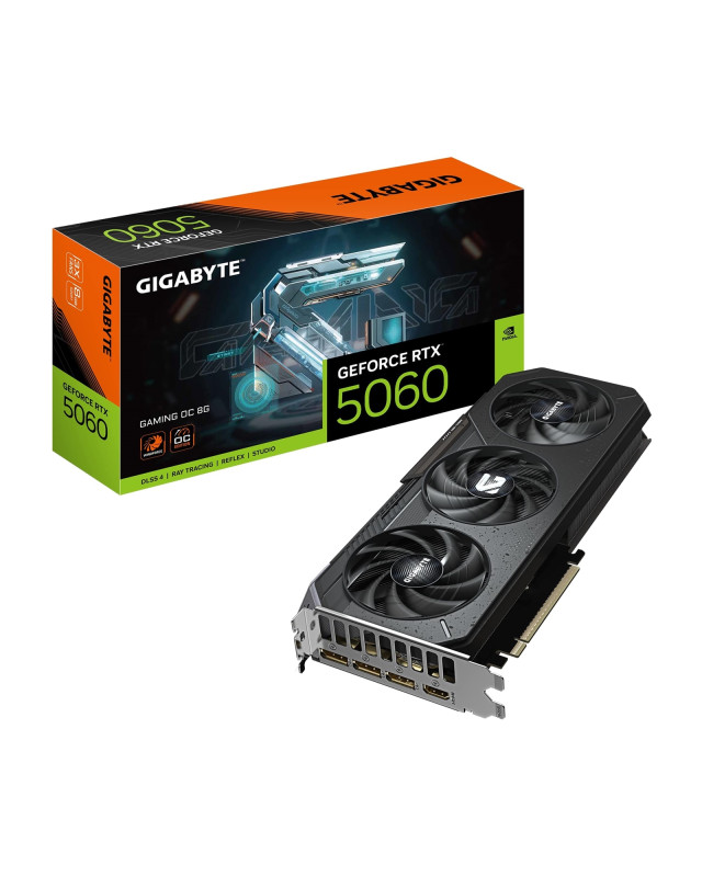 Gigabyte RTX 5060 Gaming OC 8GB GDDR7 Graphics Card, 3840 CUDA Cores, 2595 MHz Core Clock, Triple Fan, RGB