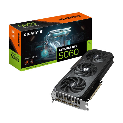 Gigabyte RTX 5060 Gaming OC 8GB GDDR7 Graphics Card, 3840 CUDA Cores, 2595 MHz Core Clock, Triple Fan, RGB