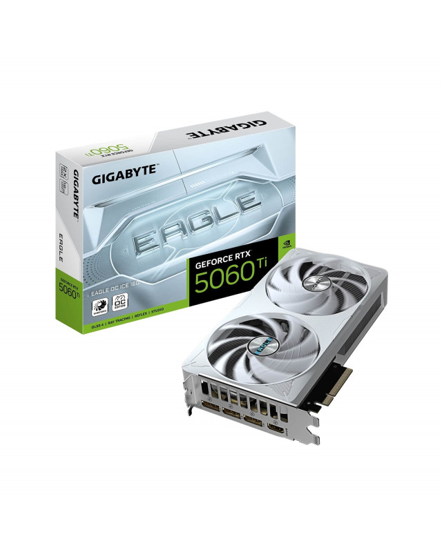 GeForce RTX 5060 Ti EAGLE OC ICE 16BG GDDR7 Graphics Card, 4608 CUDA Cores, 2617 MHz Core Clock, Dual Fan, 3x DisplayPorts / 1x HDMI Port