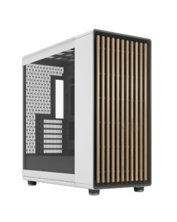 Fractal Design North XL RC Chalk White (TG Clear) Case w/ Clear Glass Window, ATX, 3 PWM Fans, USB-C, Oak Front, Reverse Connector/Asus BTF Compatible