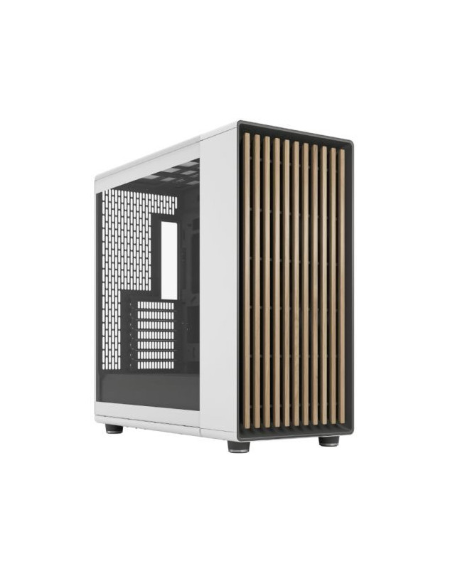 Fractal Design North XL RC Chalk White (TG Clear) Case w/ Clear Glass Window, ATX, 3 PWM Fans, USB-C, Oak Front, Reverse Connector/Asus BTF Compatible