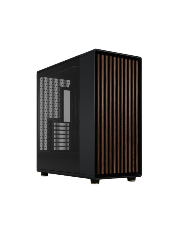 Fractal Design North XL RC Charcoal Black (TG Dark) Case w/ Dark Glass Window, ATX, 3 PWM Fans, USB-C, Walnut Front, Reverse Connector/Asus BTF Compatible