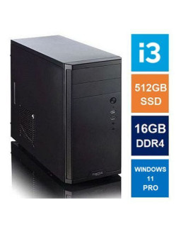 Spire MATX Tower PC, Fractal Core 1100 Case, i3-14100, 16GB DDR4, 512GB SSD, Corsair 550W, No Optical, KB & Mouse, Windows 11 Pro