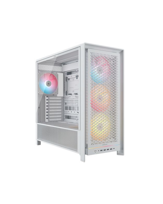 Corsair FRAME 5000D RS Modular Gaming Case w/ Glass Side, E-ATX, 4x ARGB Fans, InfiniRail Fan Mounting, USB-C, ARGB Strip, Asus BTF Compatible, White