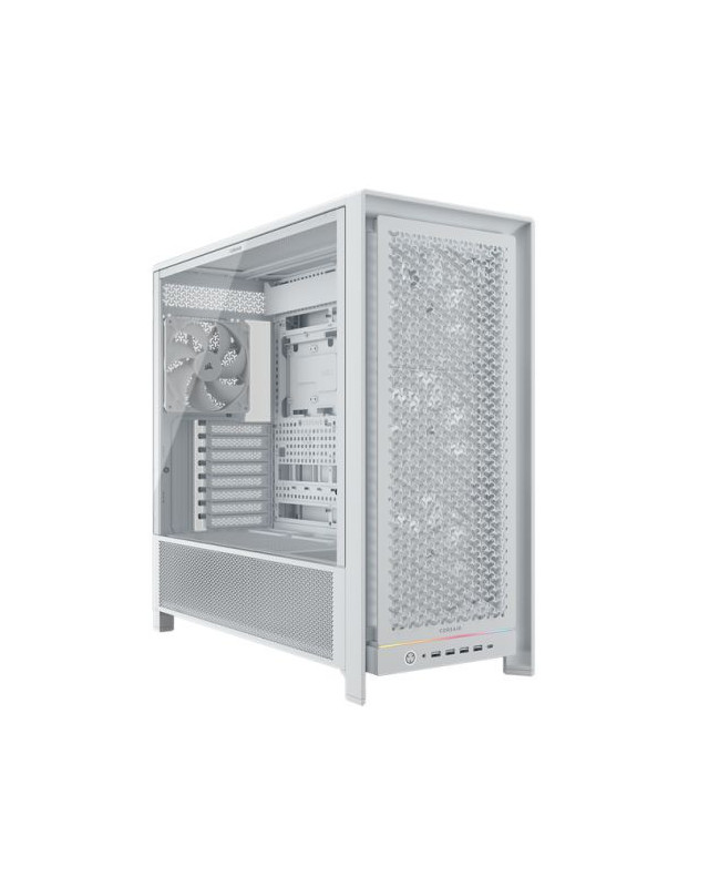 Corsair FRAME 5000D RS Modular Gaming Case w/ Glass Side, E-ATX, 4x PWM Fans, InfiniRail Fan Mounting, USB-C, ARGB Strip, Asus BTF Compatible, White