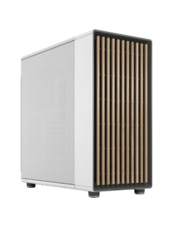 Fractal Design North XL Chalk White (White Solid) Case, E-ATX, Fine Mesh Side, 3 PWM Fans, USB-C, Oak Front